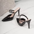 thumbnail image 6 of hoksml Pointed Toe Mule Heels for Women, Double Strap Rhinestone Stiletto Slip On High Heel Dress Sandals, 6 of 9