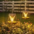 thumbnail image 3 of Solar Lanterns Outdoor Waterproof - Upgraded Metal Hanging Solar Lights Outdoor Lanterns Decorative, Bright Bronze Hanging Lantern Outdoor for Yard Patio Table Pathway Garden Decor 2 Pack, 3 of 5