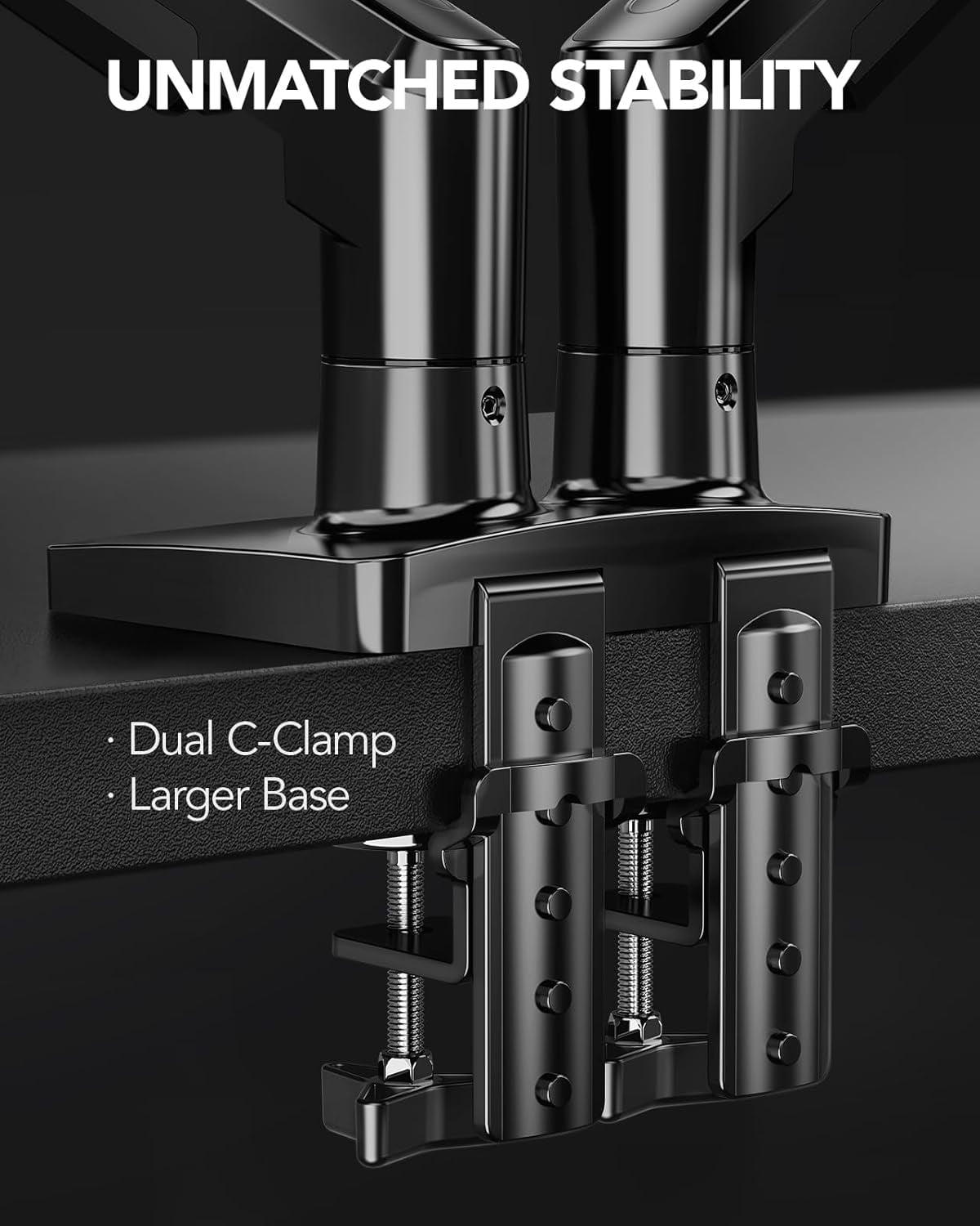 FlowLift Dual Monitor Stand Fully Adjustable Gaming Desk Mount for 13-32 Inch Screens