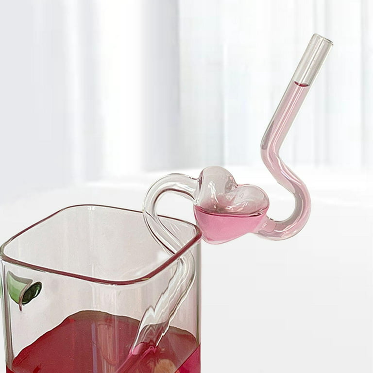 Drinking Straws Clear Glass Drinking Staw with Cleaning Brush Cute  Butterfly Cherry Mushroom Straw Reusable Bar