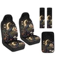 thumbnail image 7 of Xoenoiee Raven Crow Butterfly Flower Moon Star Print 5 Pcs Car Seat Full Set PU Leather Car Accessories for Women 2 PCS Front Rear Seat Covers 2 Pcs Auto Seat Belt Cover 1 Pc Car Armrest Cover Pad, 7 of 7