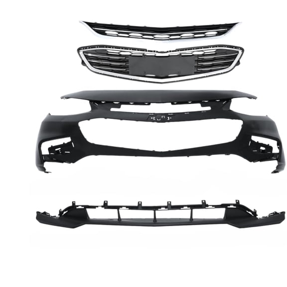 HOUGEET Front Bumper Cover with Upper And Lower Grille Fit for 2016-2018 Chevy Malibu (W/O Fog Lights)