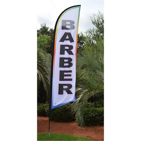Barber Windless Feather Business Flag 10 x 2.5 Foot Barber Advertising