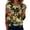 #01 Light Green, variant on Womens Crew Neck 3/4 Length Sleeve Tees Fall Leaf Graphic Print Loose Fit Casual Shirts Curved Hem Lightweight Dressy Tunic Tops ,M,Brown