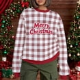 thumbnail image 6 of Womens Christmas Plaid Sweatshirts Long Sleeve Ugly Xmas Pullover Sweatshirt Crewneck Letter Graphic Tops, XL Coffee, 6 of 7