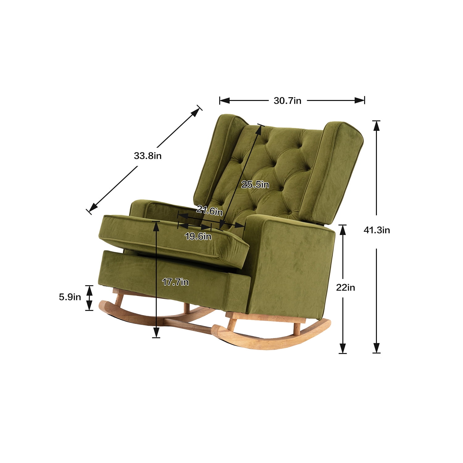 Kepooman Modern High Back Rocking Chair, Padded Seating for Living Room & Office, Olive Green Kepooman Modern High Back Rocking Chair, Padded Seating for Living Room & Office, Olive Green