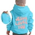 thumbnail image 4 of WRTFVZA Grey Hoodie for Teen Boys, Jesus Loves You Hoodie Sweatshirts Girls' Fashion Clothes (Big & Tall, Sky Blue, 10-11 Years), 4 of 4