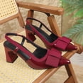 thumbnail image 6 of Miluxas Women's Bow Slingback Kitten Heels Closed Pointed Toe Pumps Dress Shoes Wine 9(42), 6 of 9
