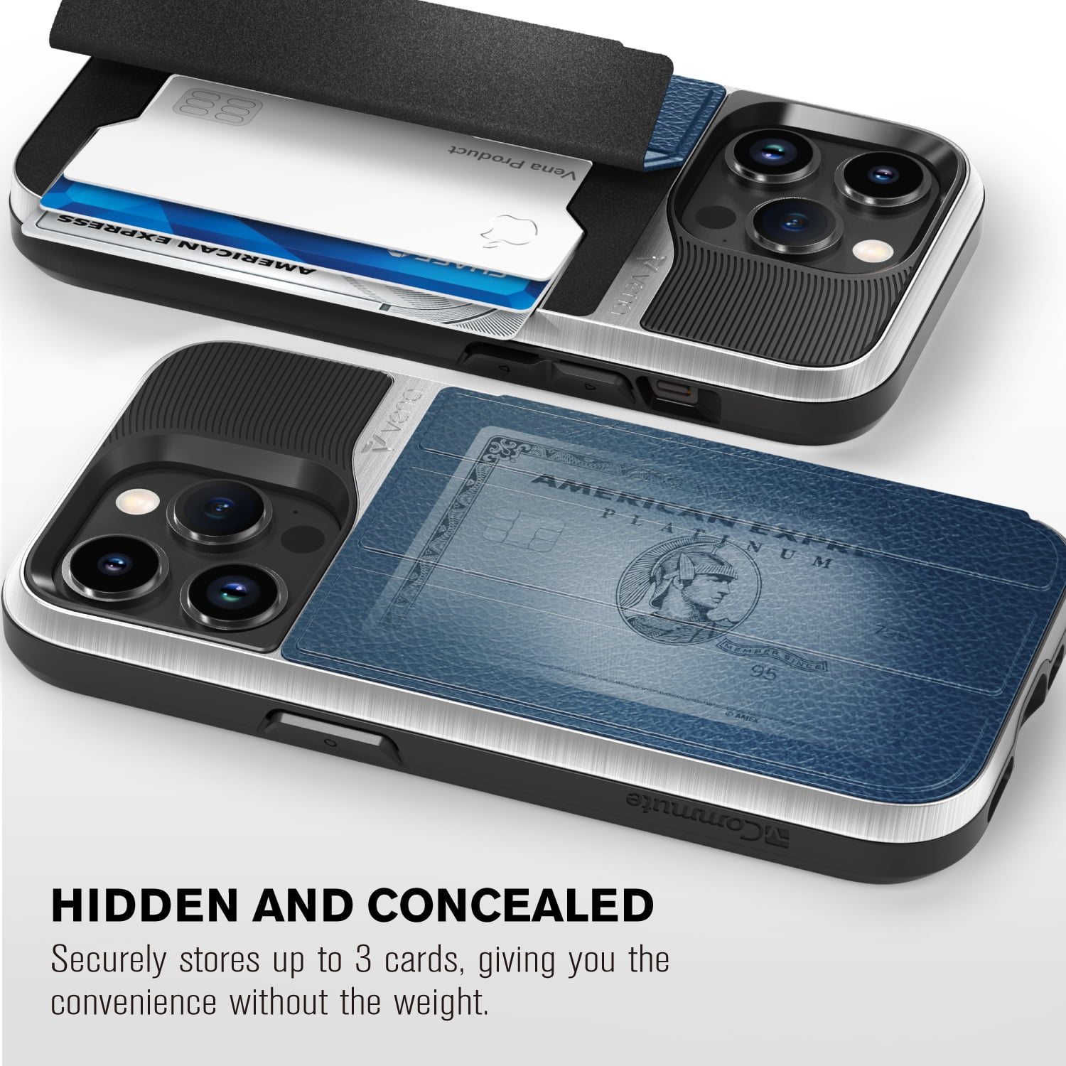 Vena vCommute Wallet Case Compatible with Apple iPhone 14 Pro (6.1"-inch), (Military Grade Drop Protection) Flip Leather Cover Card Slot Holder with Kickstand - Blue/Black