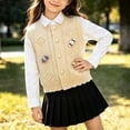 thumbnail image 3 of Cethrio Girls Sweater Vests, Buttons Sleeveless Stretchy Knitted Fall Winter Clothing Yellow Size 7-8 T, 3 of 8