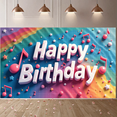 thumbnail image 5 of Yatrandify Colorful Design Birthday Party Banner Music Notes Happy Birthday Stars Decorative for Celebration Indoor Decoration Kids Party, 5 of 7