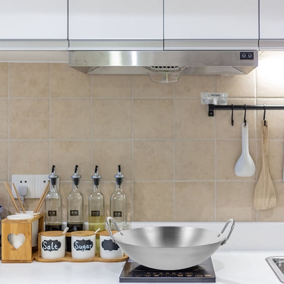 Supvox Stainless Steel Chinese Wok Pan, Suitable for Gas, Electric, and Open Flame Stoves, Ideal for Versatile Cooking