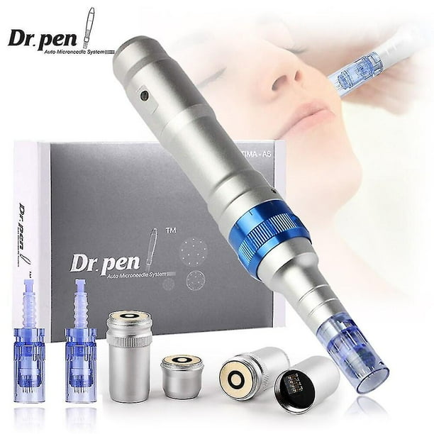 Profesional Dr Pen A6 Microneedling Derma Pen Kit de herramientas eléctricas inalámbricas para el cuidado de la piel con 2 piezas Cartuchos de 12 pines Needleseu Adapteraespa oso de fresa Hogar
