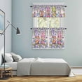 thumbnail image 5 of Blue Purple Gnomes Kitchen Curtains Sets for Windows 36 Inch Length, Spring Hydrangea Flower Leaf Pink Plaid Rod Pocket Window Treatments Tier Curtains and Valances Set for Bedroom/Bathroom, 5 of 8