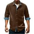 thumbnail image 2 of gbyLJF Men's Corduroy Jacket Long Sleeve Button Down Shirts Double Pockets Turndown Collar Casual Shirt Jackets, 2 of 9