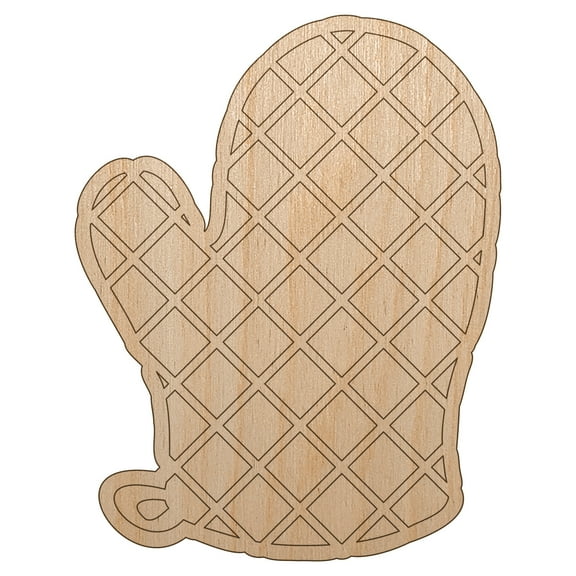 Oven Mitt Wood Shape Unfinished Piece Cutout Craft DIY Projects - 4.70 Inch Size - 1/8 Inch Thick