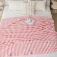 thumbnail image 5 of AOVUWU & Fleece Throw Blanket for Couch, Super Soft 3D Striped Jacquard Blanket, Lightweight Fuzzy Cozy Blankets, Pink, 5 of 8