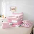 thumbnail image 5 of Feelyou White Pink Stripes Twin Bedding Sets 7-Piece, Chic Geometric Bedding Comforter Set, Abstract Ombre Reversible Sheet Sets, Lightweight Room Decor, 5 of 7