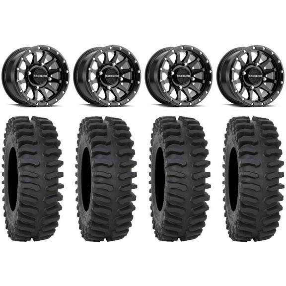 Raceline Trophy 15" Black Wheels 35" XT400 Tires Can-Am Maverick X3 / Honda Pioneer 1000 / Talon