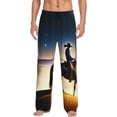 thumbnail image 1 of Kdxio Azure Sky Western Desert Cowboy Pattern Men's Pajama Pants, Elastic Waist with Drawstring and Pockets, Comfortable Loungewear-Large, 1 of 6