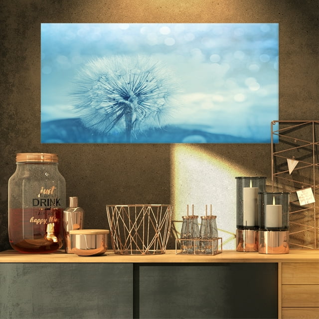 Close Up White Dandelion with Filter - Large Flower Canvas Wall Art