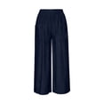 thumbnail image 3 of Yievot Palazzo Capri Pants for Women Summer Elastic Waist Wide Leg Pants Casual Loose Cropped Trousers with Pockets, 3 of 7