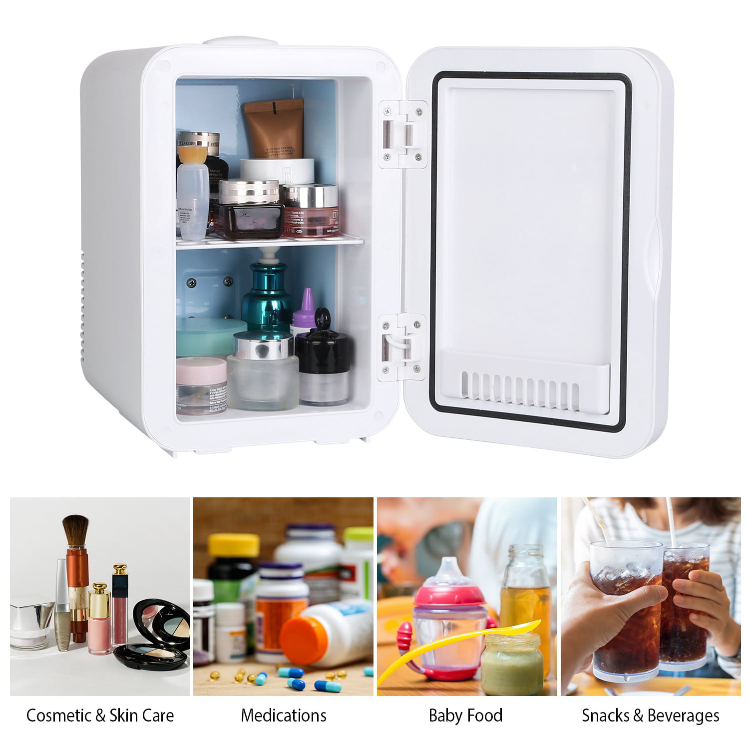 Cosmetic Fridge with LED Lighted Makeup Mirror- 6L Portable AC/DC COSM6,  Color: White - JCPenney