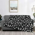 thumbnail image 2 of Zufioo Black White Leaves Print Horizontal Flannel Blanket, Anti-wrinkle, Anti-shrinkage, Anti-allergic Plush Blanket, Household Items Suitable for Bedroom-80"x60", 2 of 6