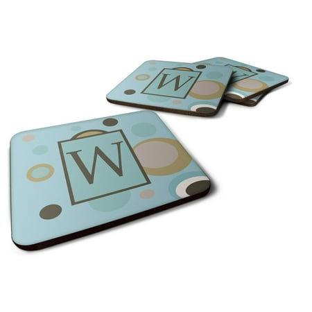 

Carolines Treasures CJ1013-WFC Letter W Initial Monogram - Blue Dots Foam Coaster Set of 4 3 1/2 x 3 1/2 multicolor