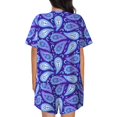 thumbnail image 4 of Womens Pajama Sets With Pocket, Purple Blue Paisley Lounge Sets Short Sleeve Sleepwear PJ Sets for Women, 4 of 6
