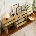 thumbnail image 4 of 94.5" Modern Reeded Minimalist Sideboard with Doors and Drawers, 3-In-1 Wooden Credenza Storage Cabinet for Kitchen, Dining Room, 4 of 7