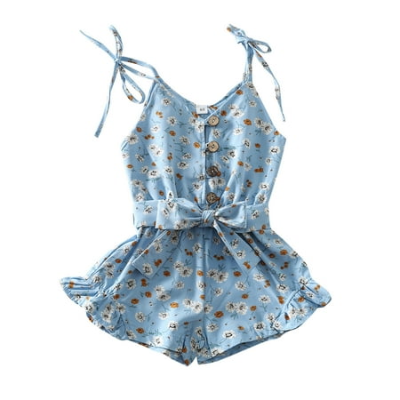 

TAIAOJING Baby Romper Jumpsuit Printed Floral Toddler Suspender Girls Sleeveless Girls Romper&Jumpsuit Onesie Outfit 18-24 Months