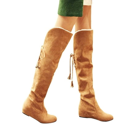 

Ketyyh-chn99 Women s Winter Boots 2023 Wide Calf Low Heel Side Zip Knee High Boots Brown 37