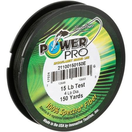 - Shimano PowerPro Braided Line 150 Yards. 15 lbs Tested, 0.008