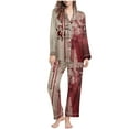 thumbnail image 3 of Feancey Fall Pjs for Women Set Halloween Pajama Two Piece Funny Casual Pumpkin Print Sleepwear Button Down Shirts and Lounge Pants Sets Winter Savings Red S, 3 of 7
