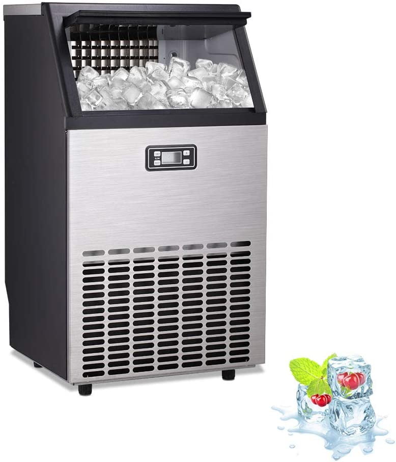 Commercial Ice Maker Automatic Stainless Steel 100lbs/24h Freestanding Portable 