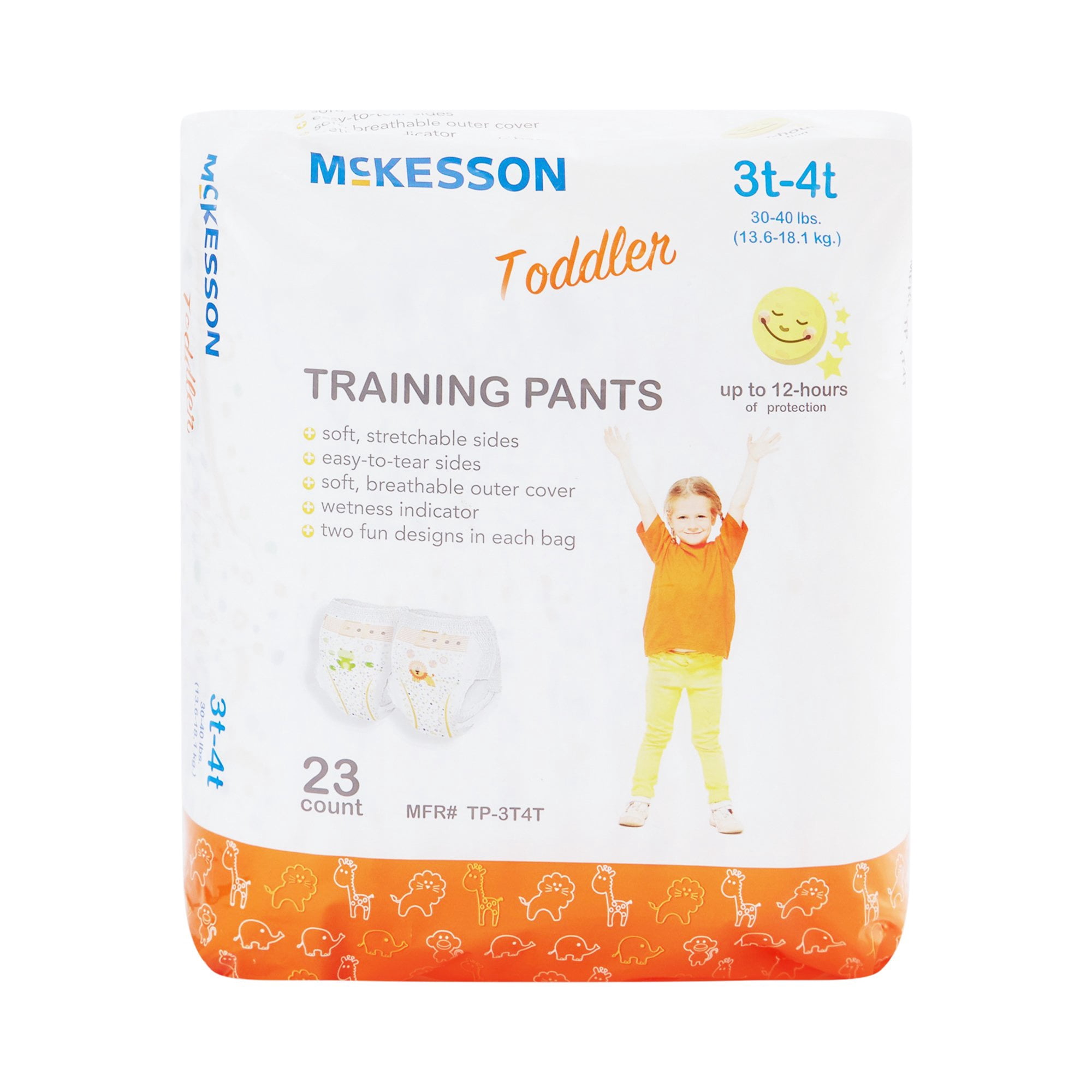 McKesson Toddler Training Pants, 3T to 4T - Disposable, Pull-On with Tear-Away Seams - 30 to 40 lbs., 23 Count, 4 Packs, 92 Total