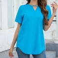 thumbnail image 2 of Yubnlvae Women's T-Shirt Tie-Front Loose Plus-Size Pocket Short Sleeve Top - Black/Hot Pink/Dark Blue/Sky Blue/Mint Green - S/M/L/XL/XXL (Sky Blue | M), 2 of 7