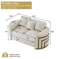 thumbnail image 4 of Wiilayok 65" Luxury Velvet Chesterfield Loveseat, Mid Century Modern 2 Seat with Thick Backrest, Gold Stainless Steel Trim, Crescent Moon Armrest, Beige and Gold for Living Room, 4 of 7