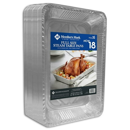 Member's Mark Aluminum Steam Table Pans, Full Size, 18 Ct
