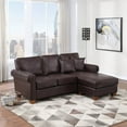 thumbnail image 2 of OSP Home Furnishings Rylee Rolled Arm Sectional in Cocoa Faux Leather with Pillows and Coffee Legs, 2 of 8