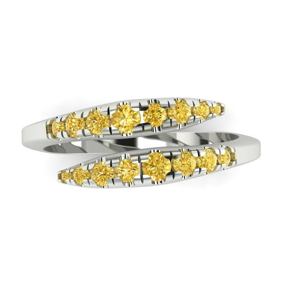 0.235 ctw Wedding Band for Women - 18K White Gold Simulated Yellow Diamond Stackable Eternity Ring