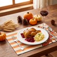 thumbnail image 4 of 2 Pcs Fall Placemats, 17.71x11.81 Inch Double Sided Pumpkin Placemats with Autumn Maple Leaf Print, Stitched Cotton Linen Table Mat, Rustic Harvest Decor for Kitchen Table Thanksgiving Arrangement, 4 of 5