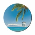 thumbnail image 1 of Nautical Mouse Pad for Computers, Large Cruise Ship Heads to Tropical Sandy Beach Exotic Panorama Coastal Theme, Round Non-Slip Thick Rubber Modern Mousepad, 8" Round, Turquoise Green, by Ambesonne, 1 of 2