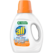all Liquid Laundry Detergent with OXI Stain Removers and Whiteners, Free Clear, 36 Ounce, 20 Loads