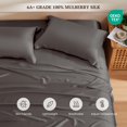 thumbnail image 3 of THXSILK 4 Pcs Silk Sheet Set, Luxury Bedding Sets, 1 Fitted Sheet, 1 Flat Sheet & 2 Pillowcase, 100% Natural Mulberry Silk,Full Size, 3 of 8