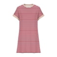 thumbnail image 3 of SHTXOZHI Women's Striped Short Sleeve Dress with Pockets Crewneck Color Block Casual Summer Dress, 3 of 6