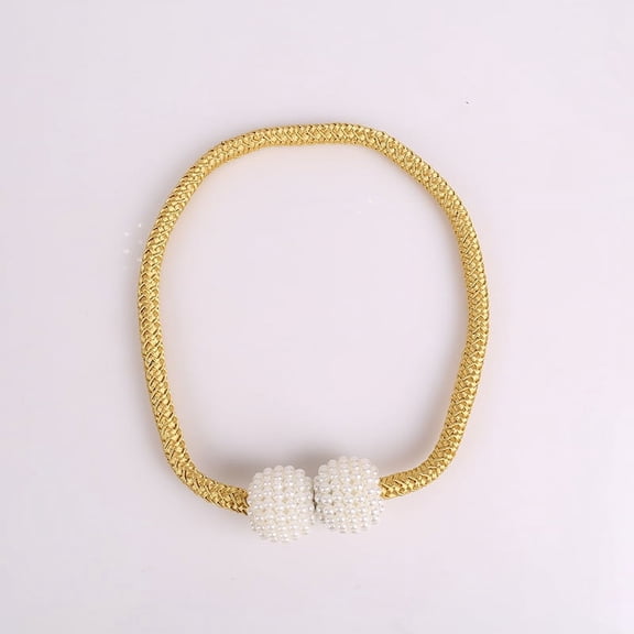 [Two-Piece] Clip-on Curtain Tiebacks for Window Decoration - Braided Rope Clip-on Curtains with Pearl Buckles, Suitable for Home, Kitchen, and Office Windows, Blackout Sheer