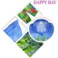 thumbnail image 4 of LA LEELA Women's Button Down Blouses Casual Summer Beach Party Shirt V Neck Blouse Short Sleeve Vacation Button up Dress Hawaiian Shirts for Women M Cockatoo Leaf, Blue, 4 of 4