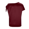 thumbnail image 5 of Inglocry Off The Shoulder Tops for Women Silk Satin Summer Short Sleeve Blouse Shirts Y2K Going Out Top Beach Vacation Wine S, 5 of 6